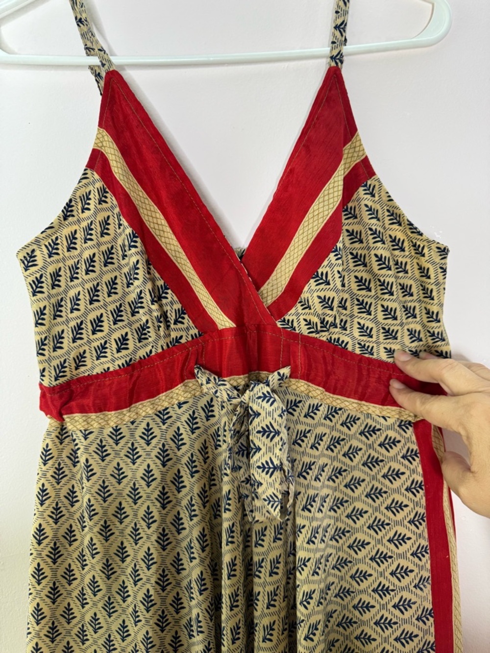 Celina Bohemian V-Neck Maxi Dress with Red Trim - Picture 6 of 7